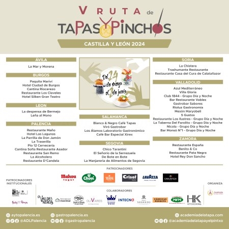 Nueve restaurantes de Palencia se suman a la V Ruta de Tapas y Pinchos de Castilla y León