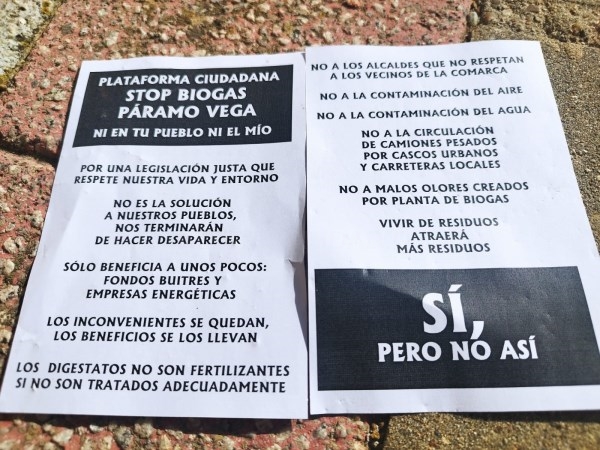 STOP BIOGÁS PÁRAMO-VEGA sigue con sus movilizaciones en contra de las macroplantas de biogás en la zona