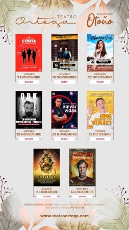El Teatro Ortega presenta su programación de otoño: humor, música, magia y grandes artistas para todos los públicos