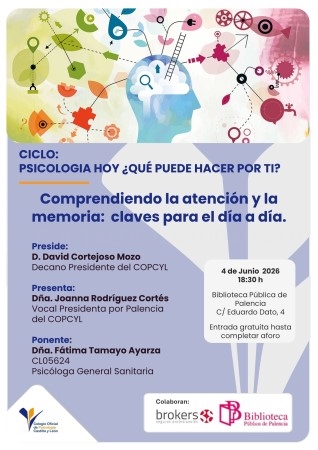 El COPCYL celebra el 4 de junio en Palencia la charla ‘Comprendiendo la atención y la memoria: claves para el día a día’