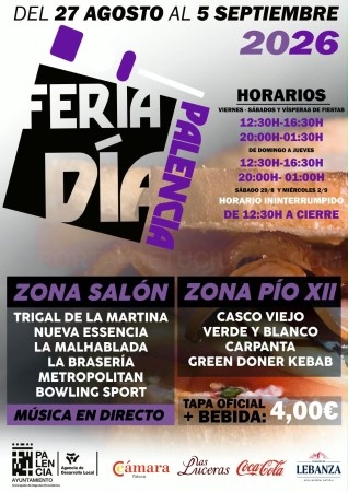 La Feria de Día dinamizará Palencia durante las fiestas de San Antolín 2026 con gastronomía, ocio y música