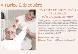 Talleres de prevención de la salud "Más calidad de vida"