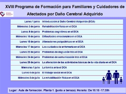 XIX Programa de Formación para Familiares y Cuidadores de Afectados por Daño Cerebral