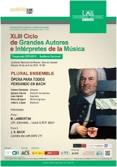 Plural ensemble nos presenta "Ópera para todos. Pensando en Bach"