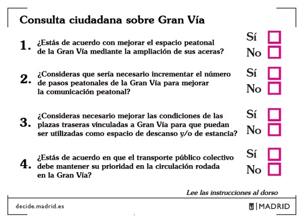Consulta ciudadana para la remodelización de  la Gran Vía