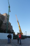 Desaparece la grúa del Castillo tras dos años de trabajos de rehabilitación.