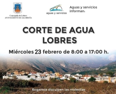 Trabajos de limpieza en el depósito de Lobres obligarán a cortar el suministro de agua el miércoles 23 de febrero de 2022.