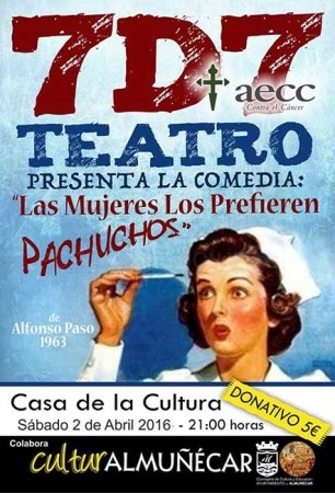 El grupo 7D7 Teatro vuelve a presentar en Almuñécar la obra "Las mujeres los prefieren Pachuchos" de Alfonso Paso