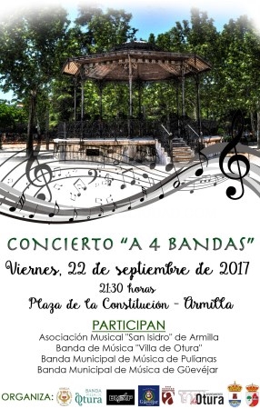 La Plaza del Ayuntamiento de Armilla acogerá a 250 músicos en el concierto “A cuatro bandas”