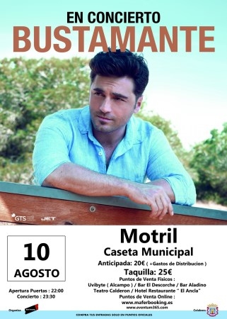 Venta de entradas para el concierto de David Bustamante el 10 de Agosto en la Caseta Municipal de Motril (Granada)