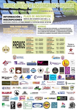El torneo benéfico de pádel Nazareno y Esperanza recaudará fondos para la bolsa de caridad de la hermandad