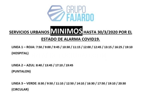 La empresa Fajardo informa sobre los servicios mínimos que rigen durante la cuarentena en el transporte municipal urbano de Almuñécar y La Herradura
