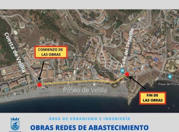 El Paseo del Velilla se cortará al tráfico por obras este miércoles por la noche desde Cuesta de Velilla al Tesorillo