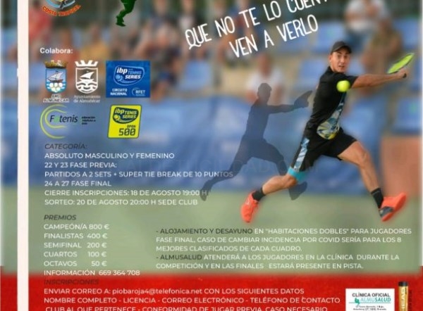 Este jueves finaliza el plazo de inscripción del XVIII Open de Tenis “A la Amistad” de Almuñécar