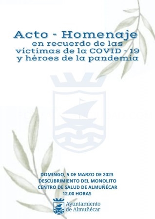 Almuñécar rendirá el domingo homenaje a los fallecidos por Covid y todos las personas y colectivos que participaron en lucha y colaboración en primera