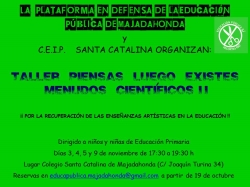 La Plataforma en defensa de la Educación pública de Majadahonda organiza el taller de ciencia Menudos Científicos II