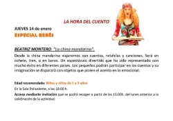 La biblioteca municipal acoge 'La china mandarina' de Beatriz Moreno en la 'La hora del cuento-especial bebés'