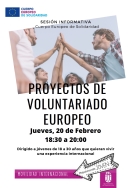 Sesión sobre proyectos de voluntariado europeo mañana jueves, 20 de febrero, a las 18:30 en el Centro Juvenil