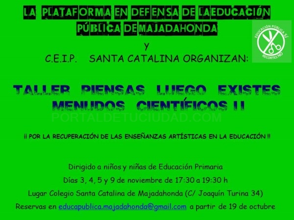 La Plataforma en defensa de la Educación pública de Majadahonda organiza el taller de ciencia Menudos Científicos II
