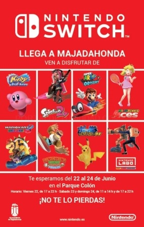 Del 22 al 24 de junio, el Parque de Colón acogerá el evento familiar “Nintendo Switch”.