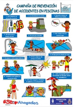 Protección Civil de Majadahonda instala carteles con medidas para prevenir accidentes en las piscinas