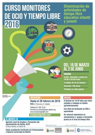 El Ayuntamiento de Getafe organiza un curso de monitores de ocio y tiempo libre para jóvenes de 18 a 25 años