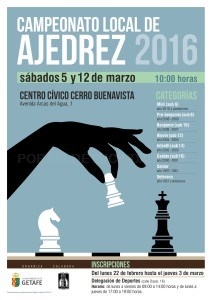 Hoy lunes se abre el plazo de inscripción para el Campeonato Local de Ajedrez 2016