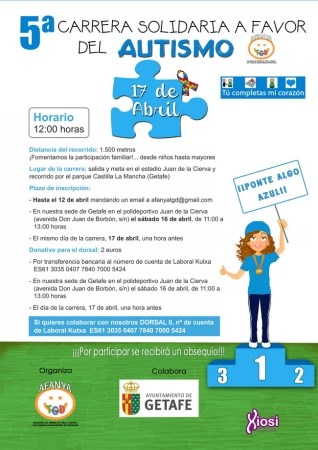 Abierto el plazo para adquirir los dorsales para la 5ª Carrera Solidaria a favor de las personas con autismo