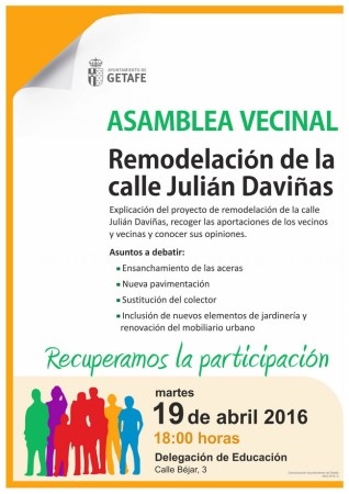 El Gobierno municipal de Getafe convoca una asamblea para la remodelación de la calle Julián Daviñas