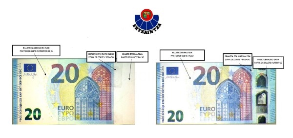 Detectados billetes falsos de 20 euros en varios comercios de Bizkaia