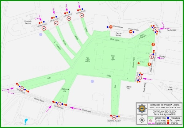 El dispositivo de seguridad de fiestas volverá a contar con diez controles de acceso en la bajada de Celedón