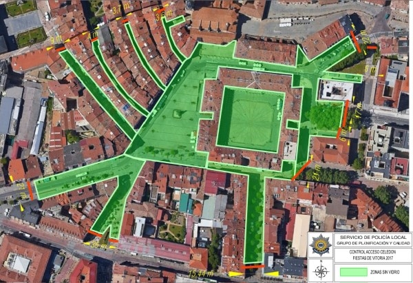 La Bajada de Celedón contará con 10 controles de acceso a la plaza de la Virgen Blanca