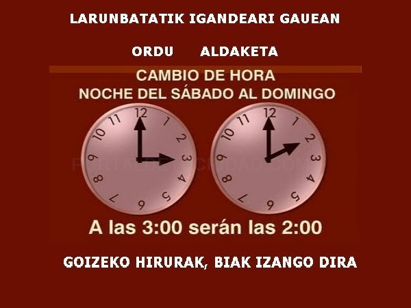 Esta noche cambio de horario a las 3 serán las 2