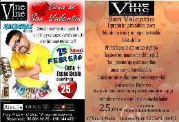 Cena San Valentín + Kalderas cómico en Vine Vine Eventos
