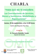 La OMIC organiza una charla el día 24 en el Centro de Mayores sobre contrataciones de servicios, bienes y suministros.