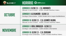 Próximos horarios del Elche C.F. en la Liga Adelante