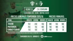 Precios para el partido Elche-Osasuna