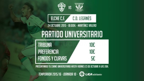 Elche-Leganés, declarado PartidoUniversitario