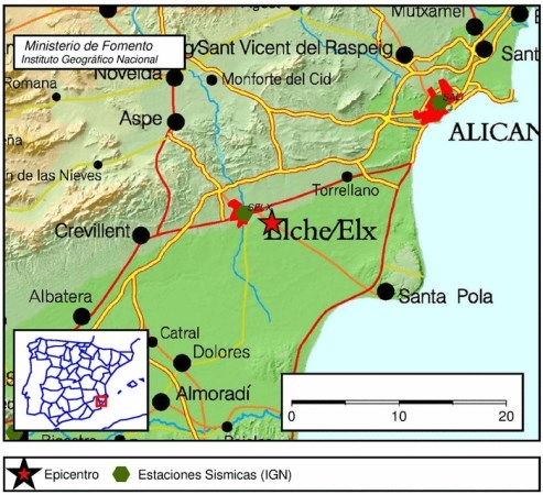 Elche es el epicentro de un terremoto de 2.4 grados