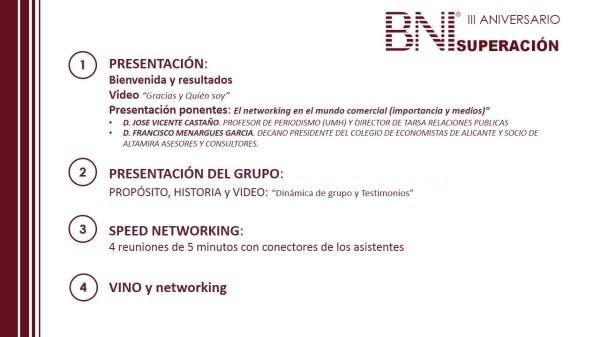Tercer Aniversario de BNI Superación en el Centro de Congresos de Elche