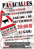 Manifestación-pasacalles del próximo sábado 4 a las 20 horas