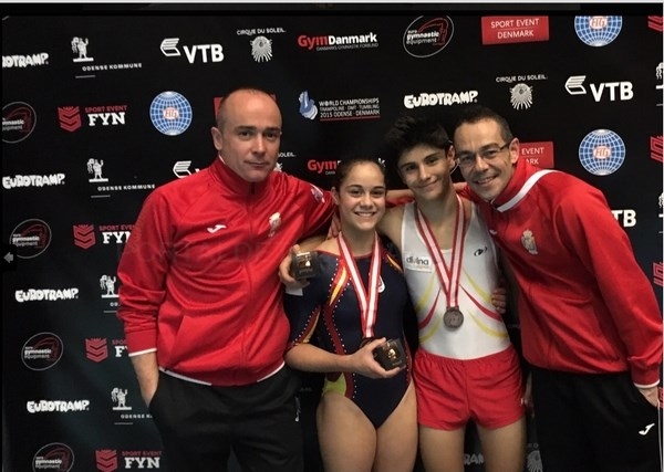 España consigue dos bronces en el Mundial por edades de Gimnasia Trampolín