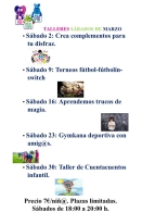 Talleres sábados de marzo en Kikapú