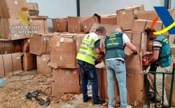 Cuatro detenidos en Mérida y 53 toneladas de tabaco intervenidas en una nave de Lobón