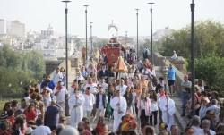 Más de un millar de peregrinos de Totana llegan a Mérida acompañados por la imagen de Santa Eulalia de Mérida, “La Santa” de Totana