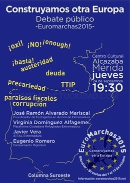 Colectivos sociales participan en Mérida en un debate sobre las Euromarchas