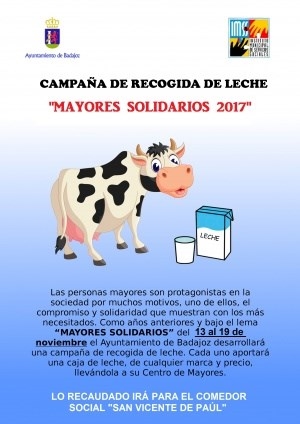 Campaña Solidaria de recogida de leche bajo el lema "Mayores Solidarios".