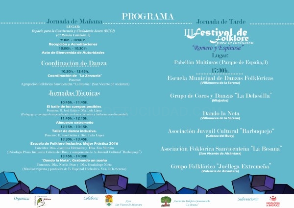 Se celebra en San Vicente de Alcántara el III Festival de Folklore para la inclusión "Romero de Espinosa".