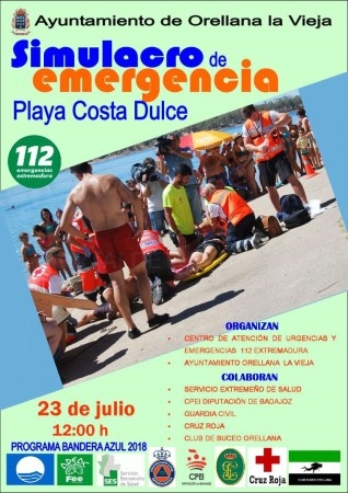 El 112 llevará a cabo hoy lunes un simulacro de accidente deportivo en el medio acuático en la playa Costa Dulce de Orellana La Vieja.