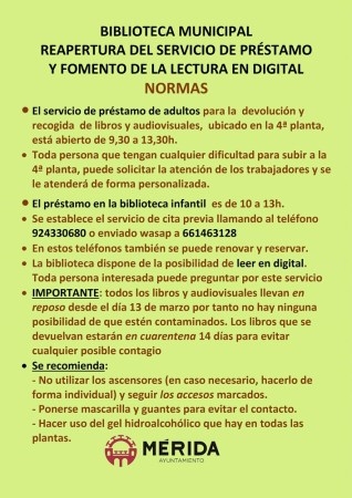 La biblioteca Juan Pablo Forner reabre su servicio de préstamos